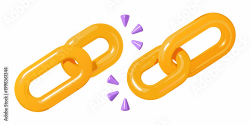chain links with purple accents on white background