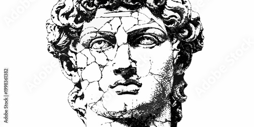 stippled illustration of a classical bust high quality