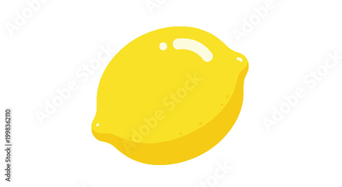 Fresh Ripe Yellow Lemon Vector Illustration Isolated on White Background