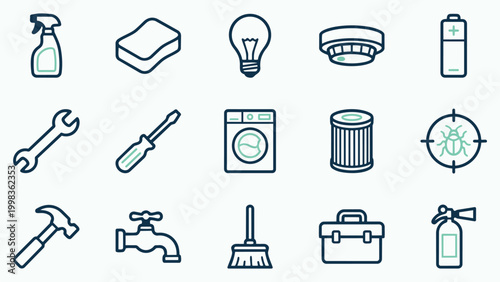 Home Improvement and Maintenance Service Icon Graphics