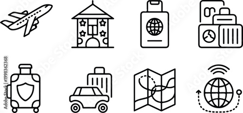 Fényképezés Travel and Vacation Icons Isolated