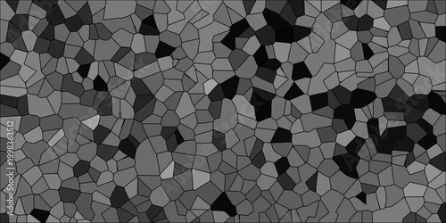 Detailed grayscale geometric mosaic pattern with numerous irregular polygons forming a dense, textured surface for design