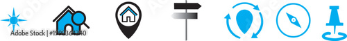 Location icon set, navigation signs, GPS location symbols, collection map pointer icons,