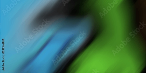 Soft focus abstract background with blended blue, green, and dark gray diagonal streaks and gradients creating a smooth, atmospheric visual effect