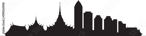 Thailand skyline silhouette cityscape with temples and modern buildings