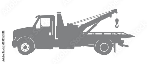 drawing of a tow truck silhouette, separated from a white background