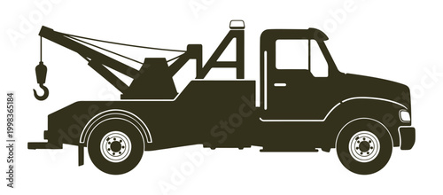 sketch of a tow truck, standing alone on a white background