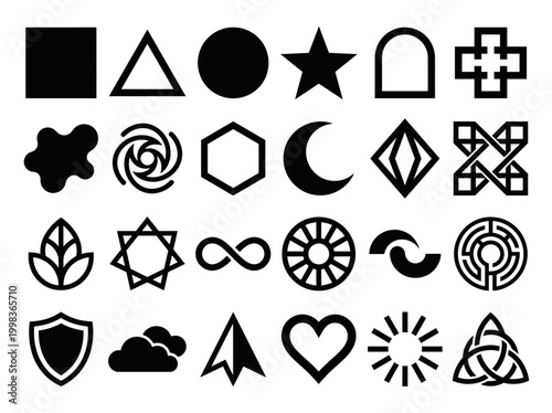 Photography Collection of 24 Minimalist Geometric Shapes and Symbols