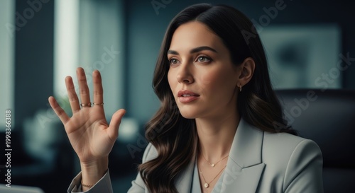 Professional Businesswoman Raising Her Hand