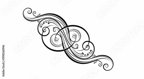 Elegant Swirl Ornament Design Vintage Scroll Decorative Element.