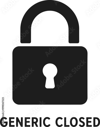 Simple black and white illustration of a closed padlock symbolizing security and protection