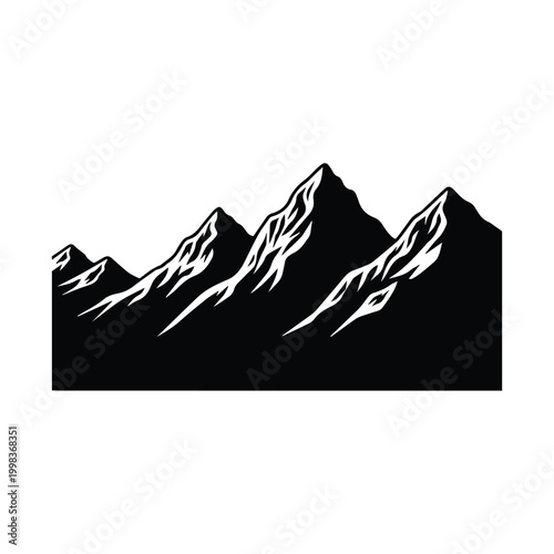 Jagged mountain range silhouette landscape vector design element