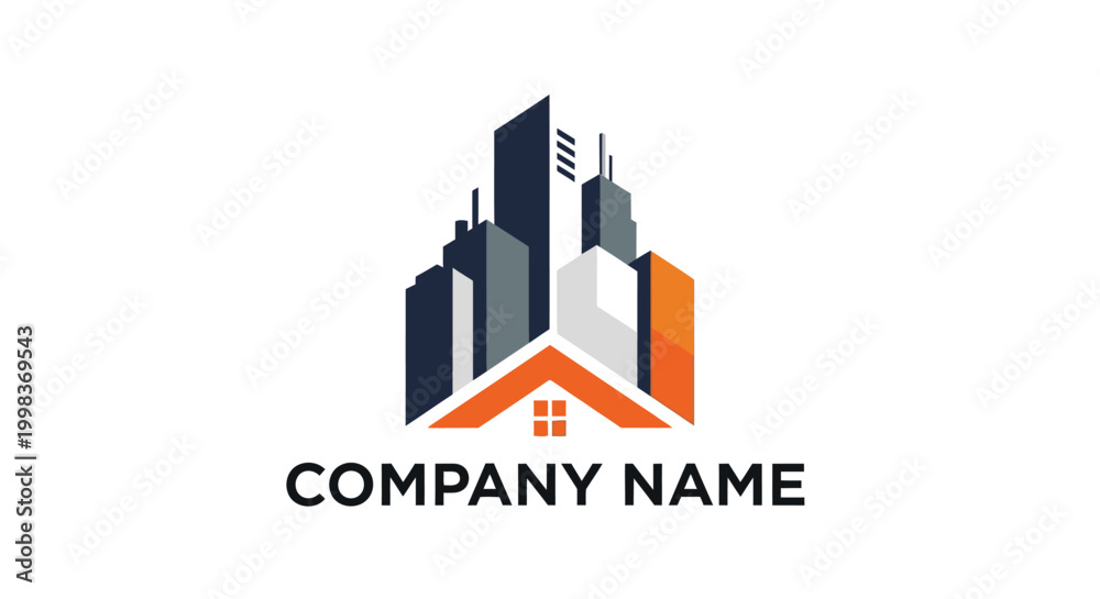 Fototapeta premium Company name with cityscape logo design.