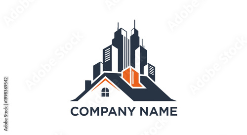 Company name on house roof logo.