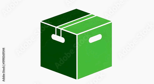 A green box with white lines and handles is shown closed.