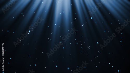 Deep Blue Light Rays with Shimmering Particles Background
