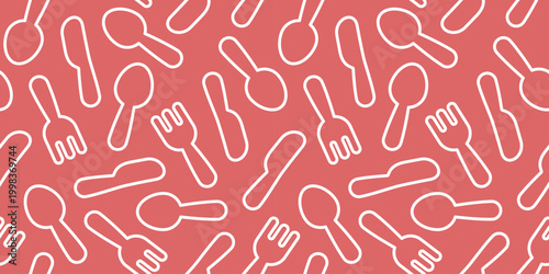 食器のアイコンのシームレス背景画像。（Seamless background image of tableware icons.）
