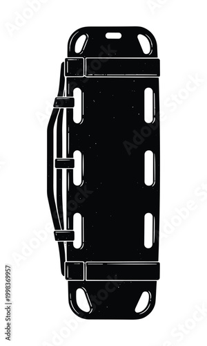 Vector illustration of medical spine board stretcher for emergency patient transport.