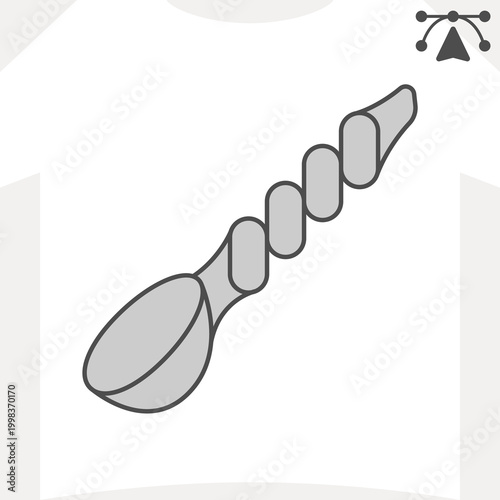 Spoon with twisted handle isometric icon, mixologist tools concept. Vector graphics. Bar spoon sign and editable stroke, outline style icon for mobile or web design.