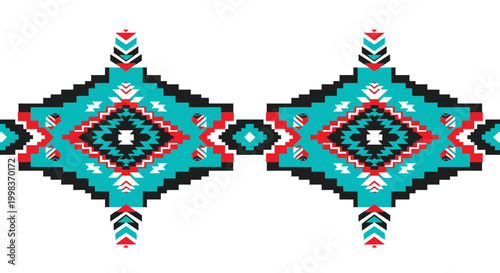 Navajo Tribal Pattern Seamless Border Textile Design