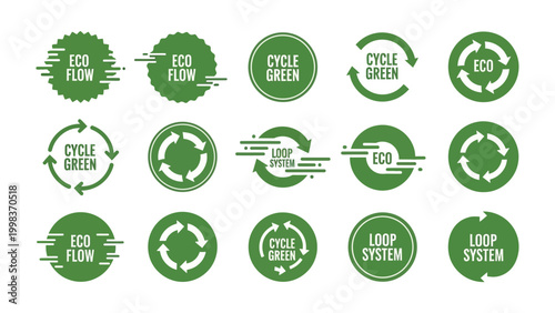 Eco-Friendly Design Collection: A vibrant compilation of circular design elements promoting eco-consciousness and sustainable practices, each symbolizing the essence of environmental protection.