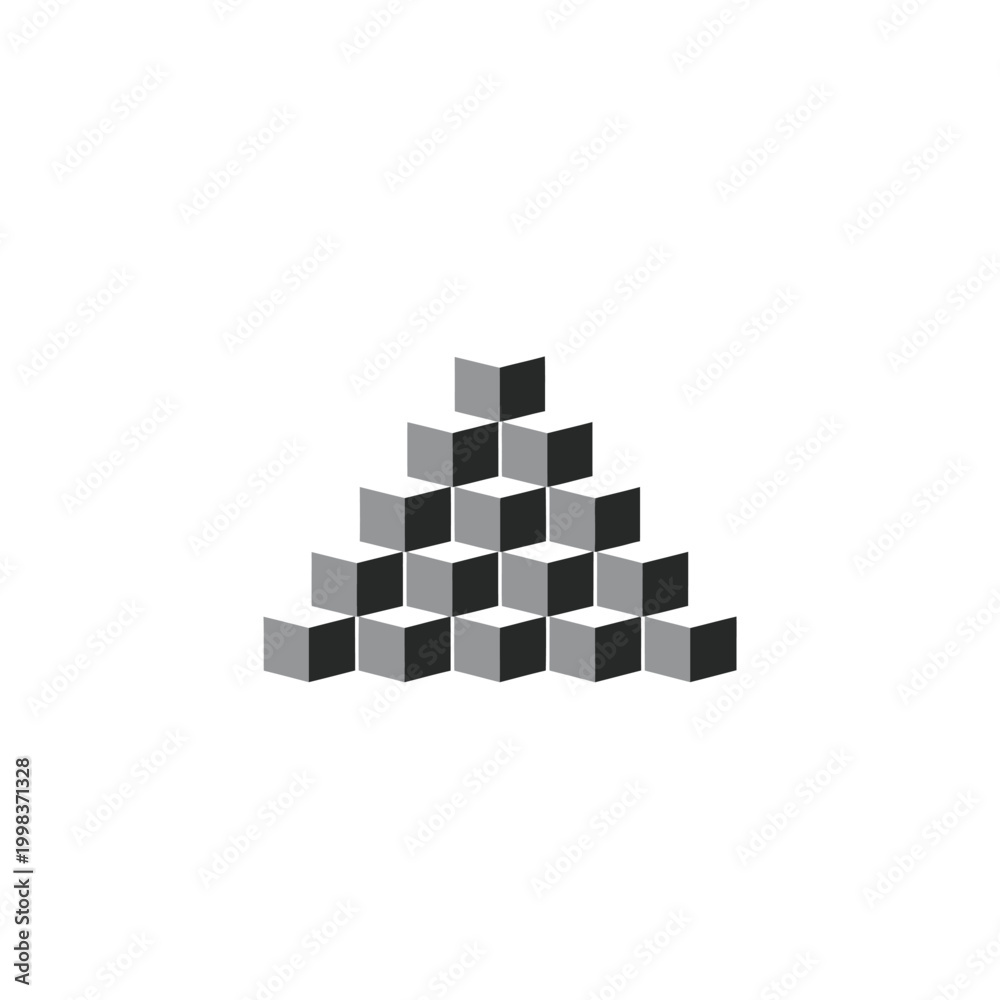 Obraz premium A pyramid structure composed of 3D cubes.