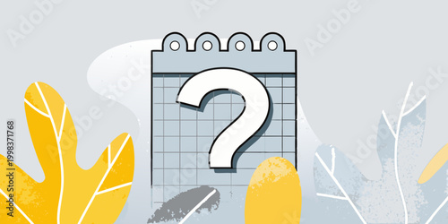 calendar with question mark surrounded by leaves