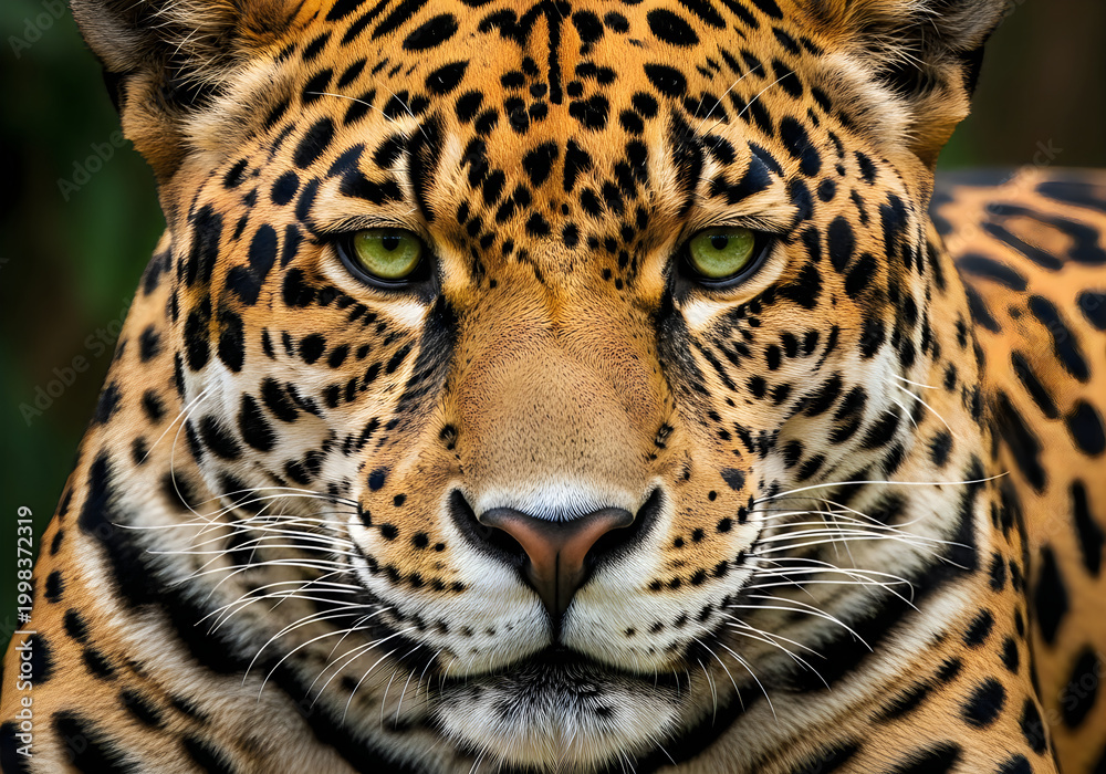 Obraz premium Majestic jaguar portrait a close up of the powerful predator's intense gaze and striking coat