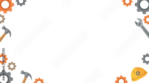 Labor Day Poster Design with Tools and Copy Space on Minimal Background