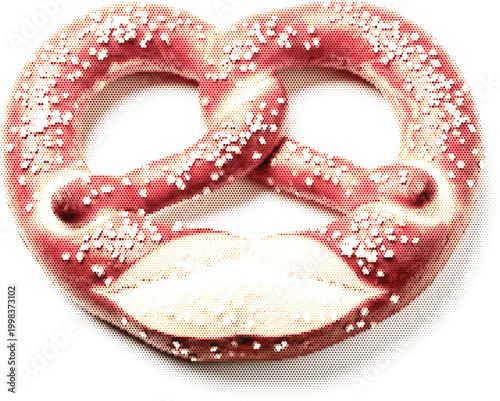 Illustration screen print snack pretzel and art vintage for t-shirt grunge retro halftone