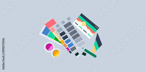 color palette illustration with vibrant hues and geometric shapes