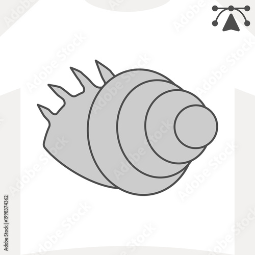 Seashell isometric icon, echoes of nature concept. Vector graphics. Whispers of the sea, seashell sign and editable stroke, outline style icon for mobile or web design.