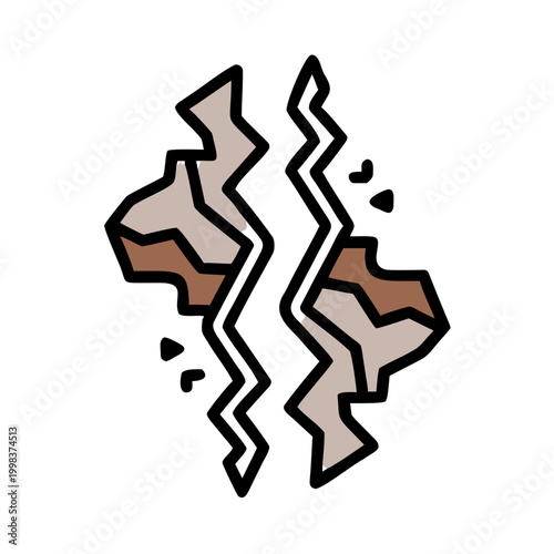 Tectonic Plate Split Illustration - Nature Geology Landscape Symbol
