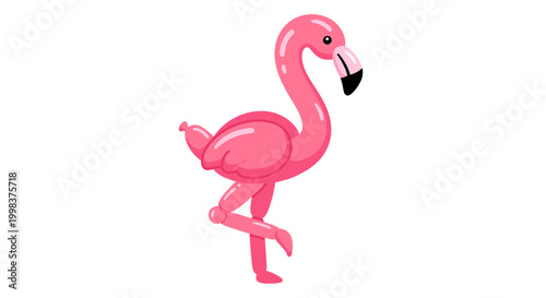 Pink inflatable flamingo pool toy, isolated on white background, summer fun and party decoration