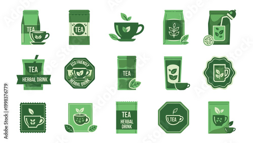 A Collection of Tea Delights: A collection of various tea packaging and cup designs, showcasing the diversity of tea flavors. 