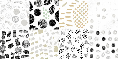 hand drawn brush strokes and textures collage