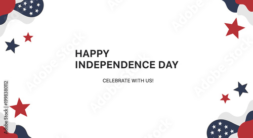 Festive Abstract American Flag Elements Congratulating Happy Independence Day Celebration