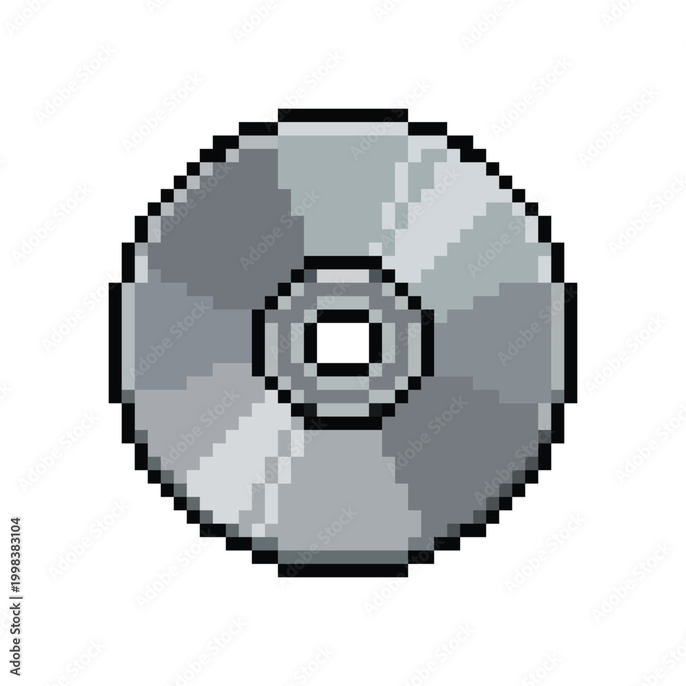 Fototapeta premium Silver compact disc pixel art illustration