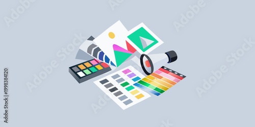 color palette tools with vibrant swatches and camera lens