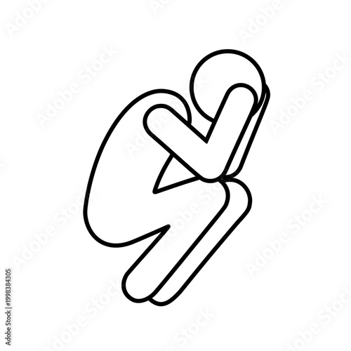 頭を抱えてうずくまる人物のラインアイコン