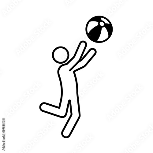 ビーチボールで遊ぶ人物のラインアイコン