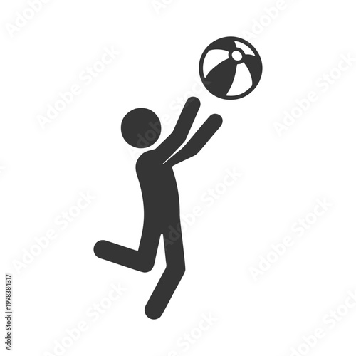 ビーチボールで遊ぶ人物のシルエットアイコン