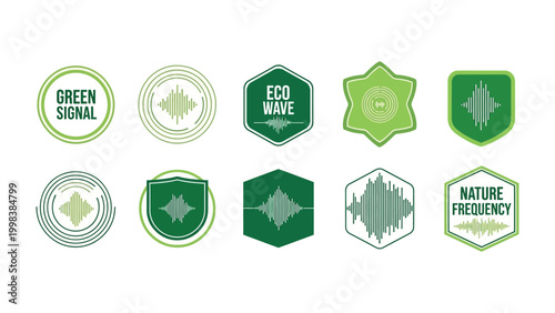 Green Energy Emblems: Showcasing a collection of intricately designed emblems and logos that symbolize sustainable energy and ecological awareness.