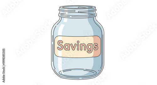 Empty glass jar for savings money.