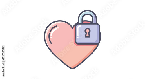 Heart Protected by Lock Symbol.
