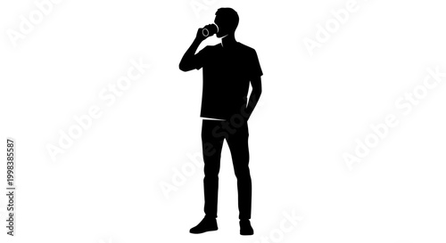 Man drinking from a cup silhouette