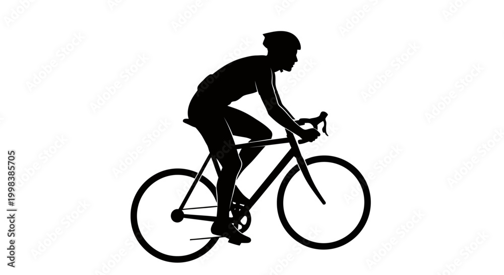 Obraz premium Black silhouette of a cyclist riding a bike
