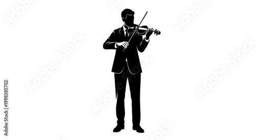 Black silhouette of a man playing violin