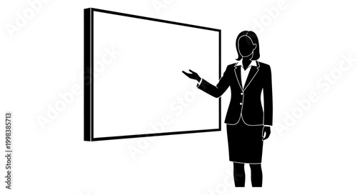 Businesswoman presenting on a blank board