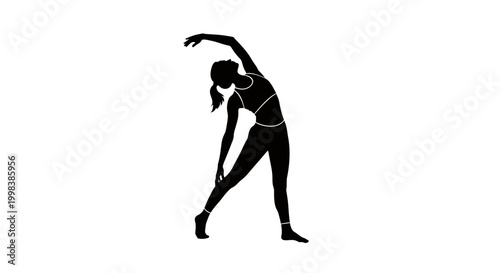 Black silhouette woman stretching sideways